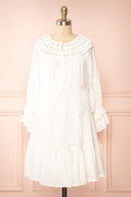 Golnaz | Ivory Layered Midi Dress