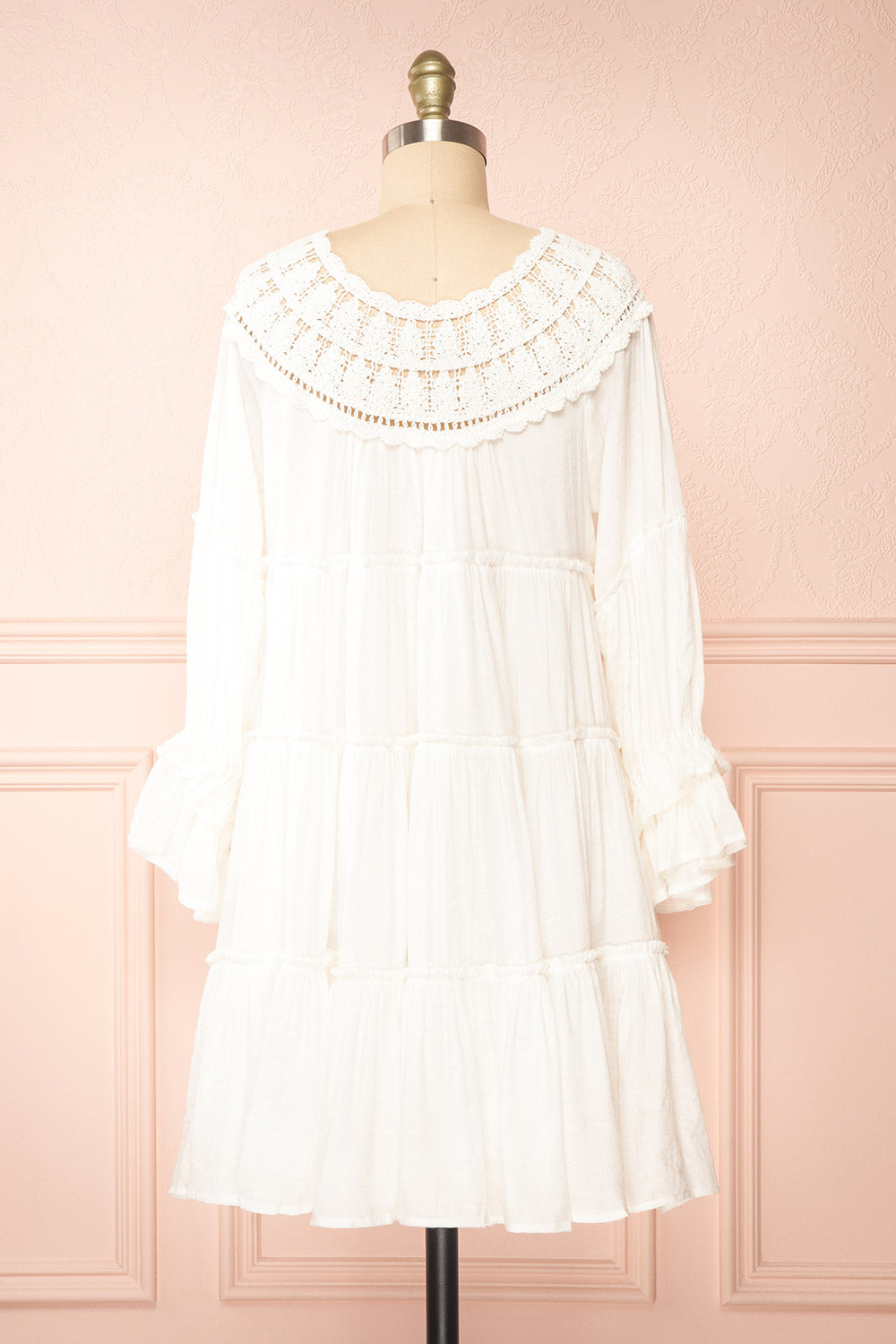 Golnaz | Ivory Layered Midi Dress