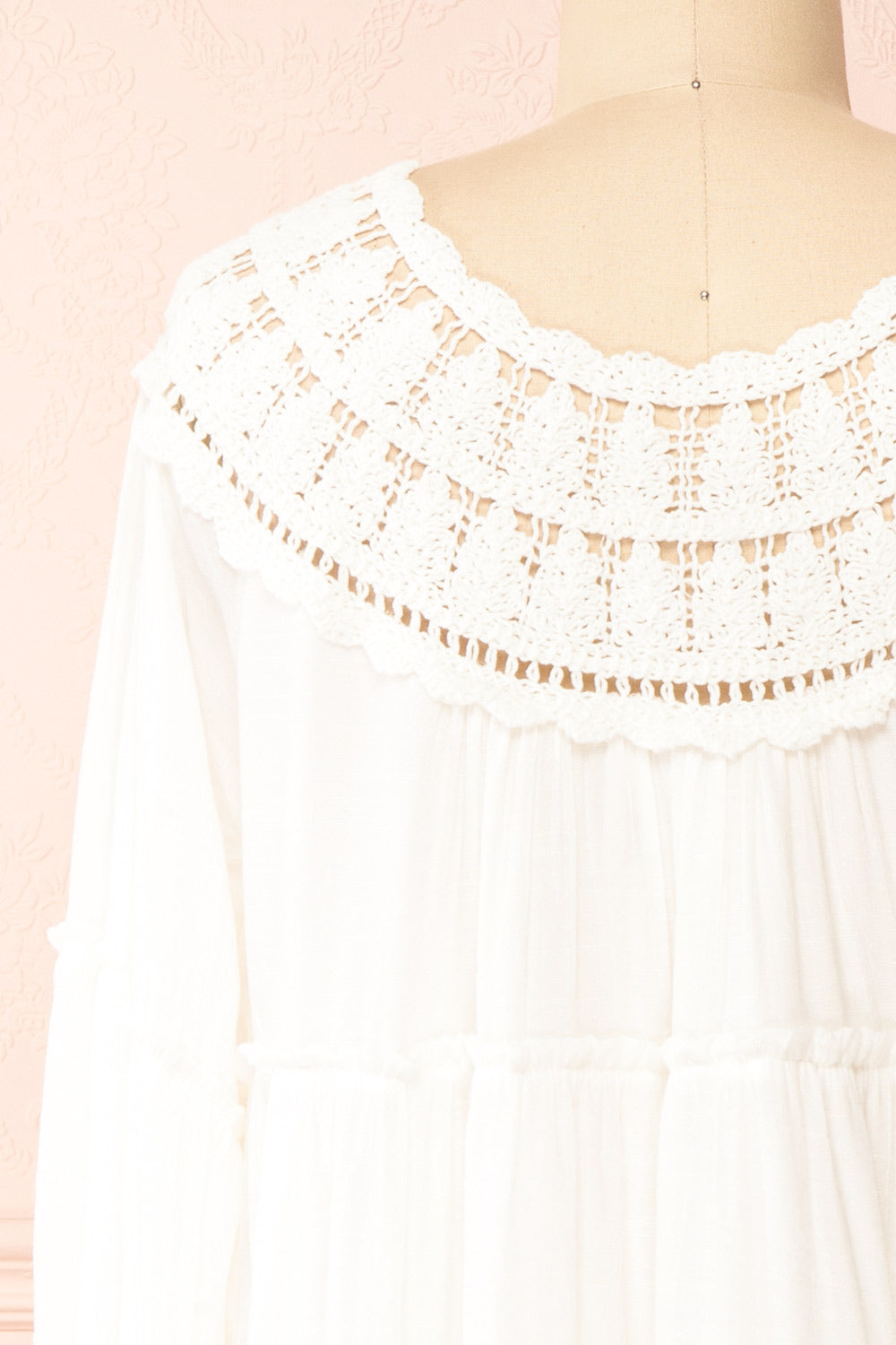 Golnaz | Ivory Layered Midi Dress