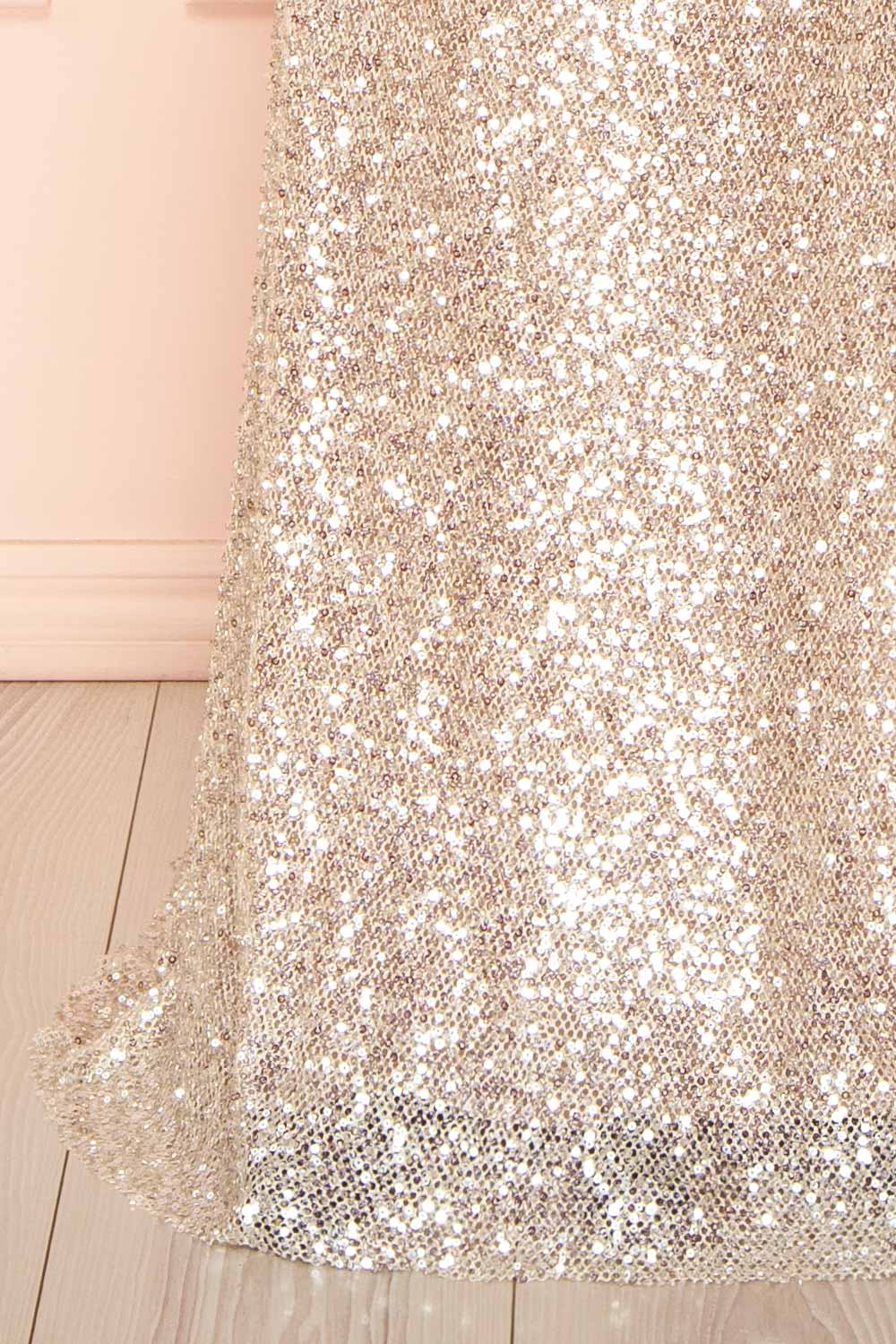 Hanna Silver | Strapless Sequin Maxi Dress with Lace-Up Back