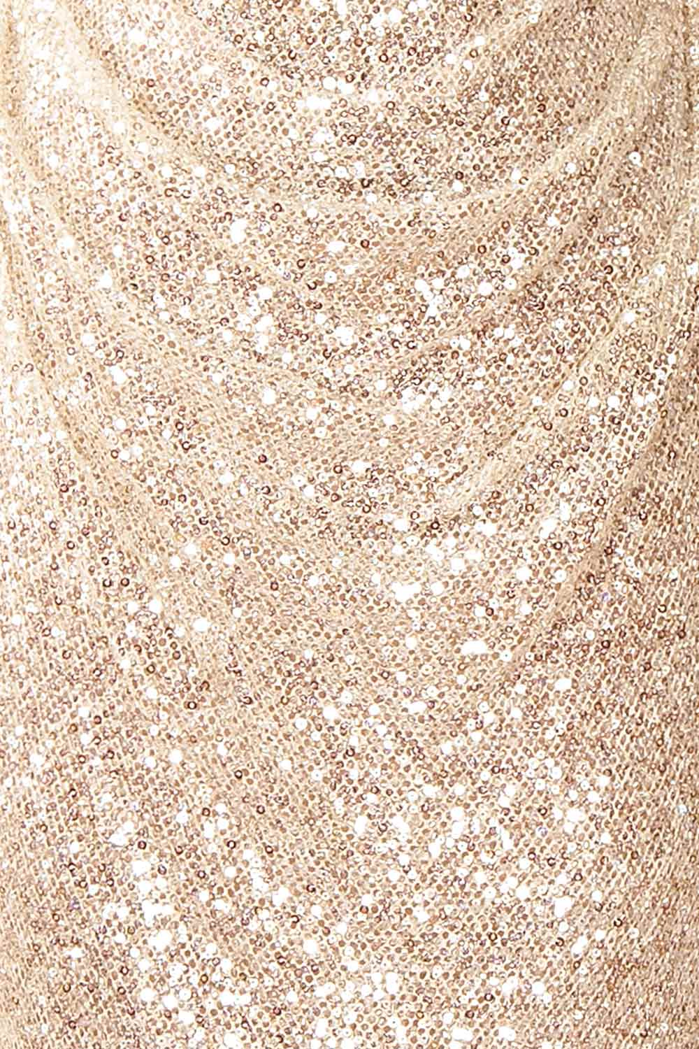 Hanna Silver | Strapless Sequin Maxi Dress with Lace-Up Back