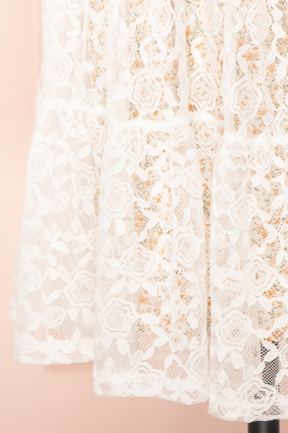 Harmaunie | Lace Floral Midi Dress w/ Balloon Sleeves