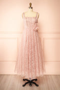 Hellis | Pink Midi Dress with 3D Flower