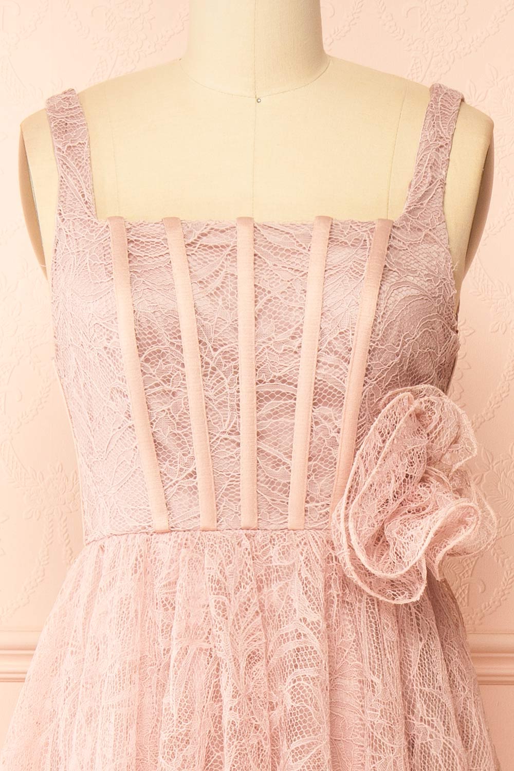 Hellis | Pink Midi Dress with 3D Flower