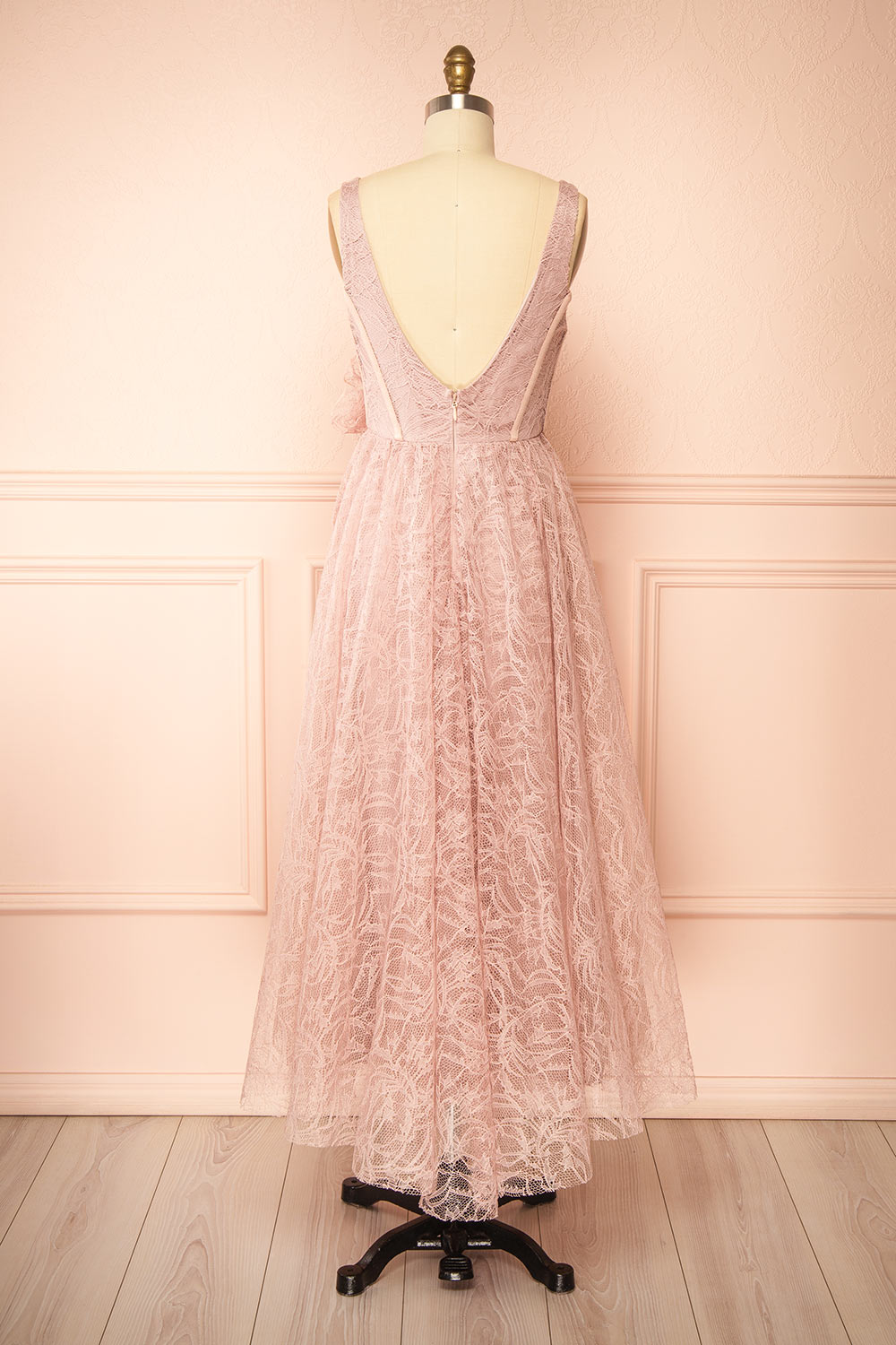 Hellis | Pink Midi Dress with 3D Flower