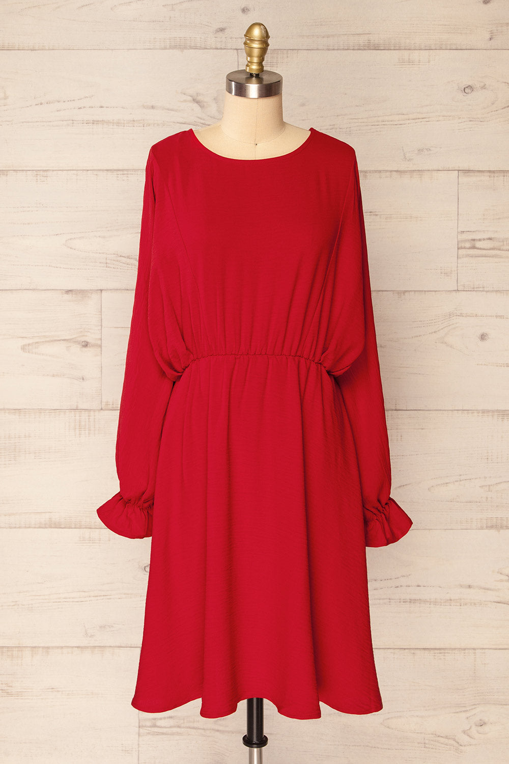 Hermanas Red | Short A-line Dress w/ Long Sleeves