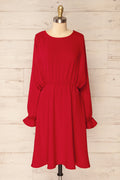 Hermanas Red | Short A-line Dress w/ Long Sleeves