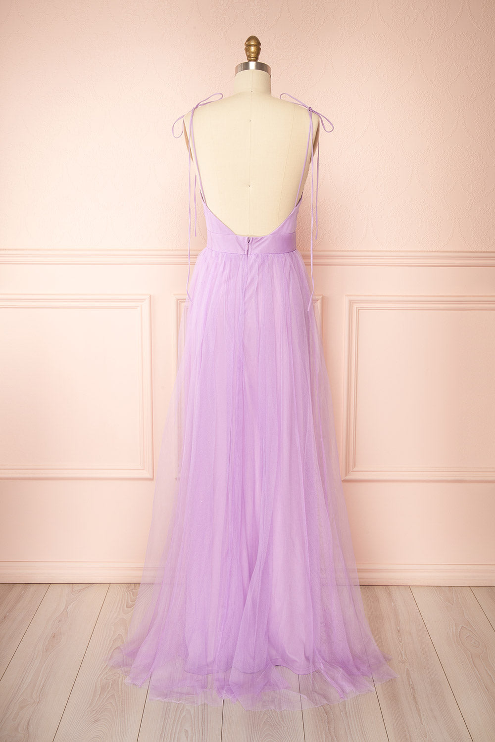 Hyedi Lavender | Tulle Gown with Plunging Neckline