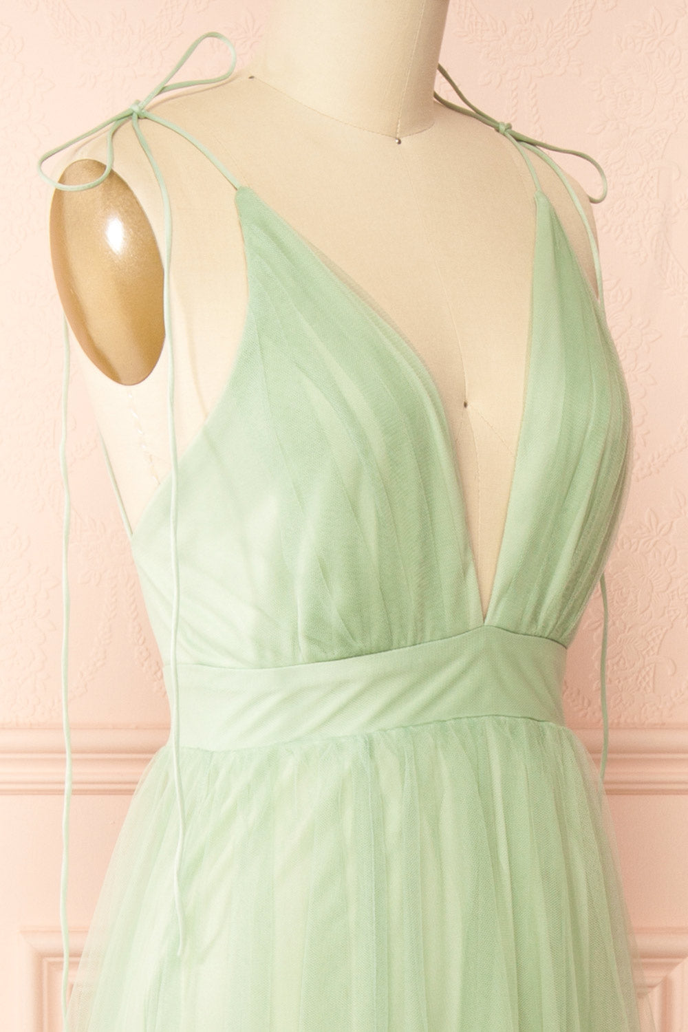 Hyedi Sage | Tulle Gown with Plunging Neckline