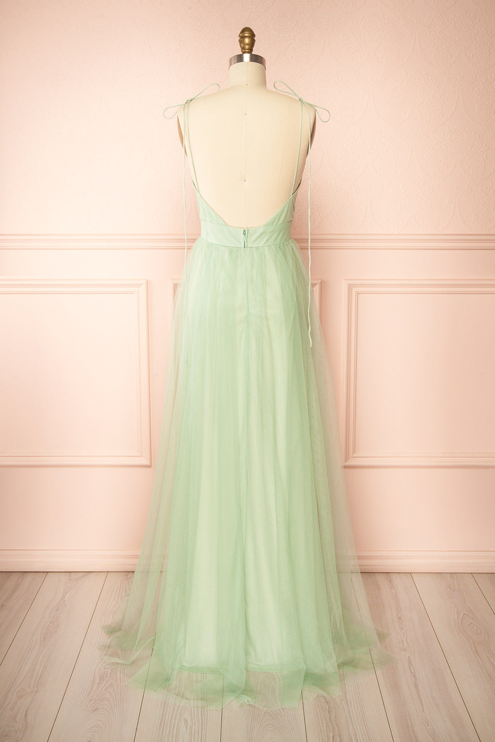 Hyedi Sage | Tulle Gown with Plunging Neckline