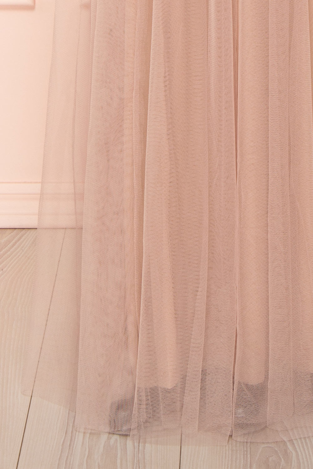 Ilaria Taupe | Tulle Gown with Plunging Neckline