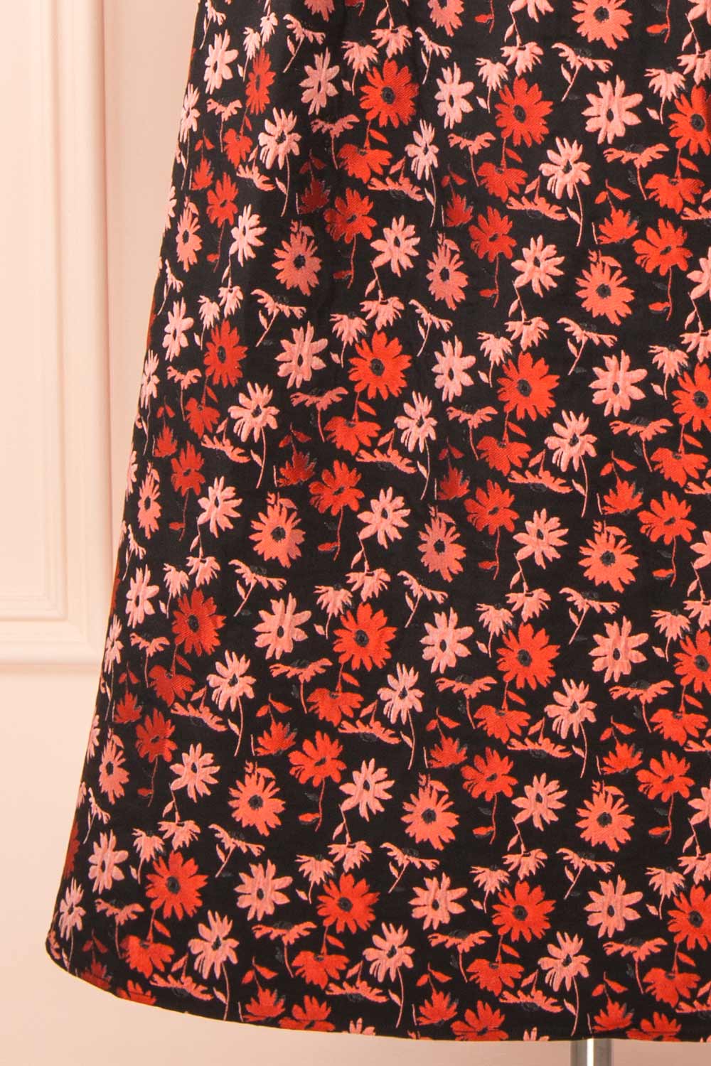 Inarea | Midi Black Floral Dress w/ Puffy Sleeves