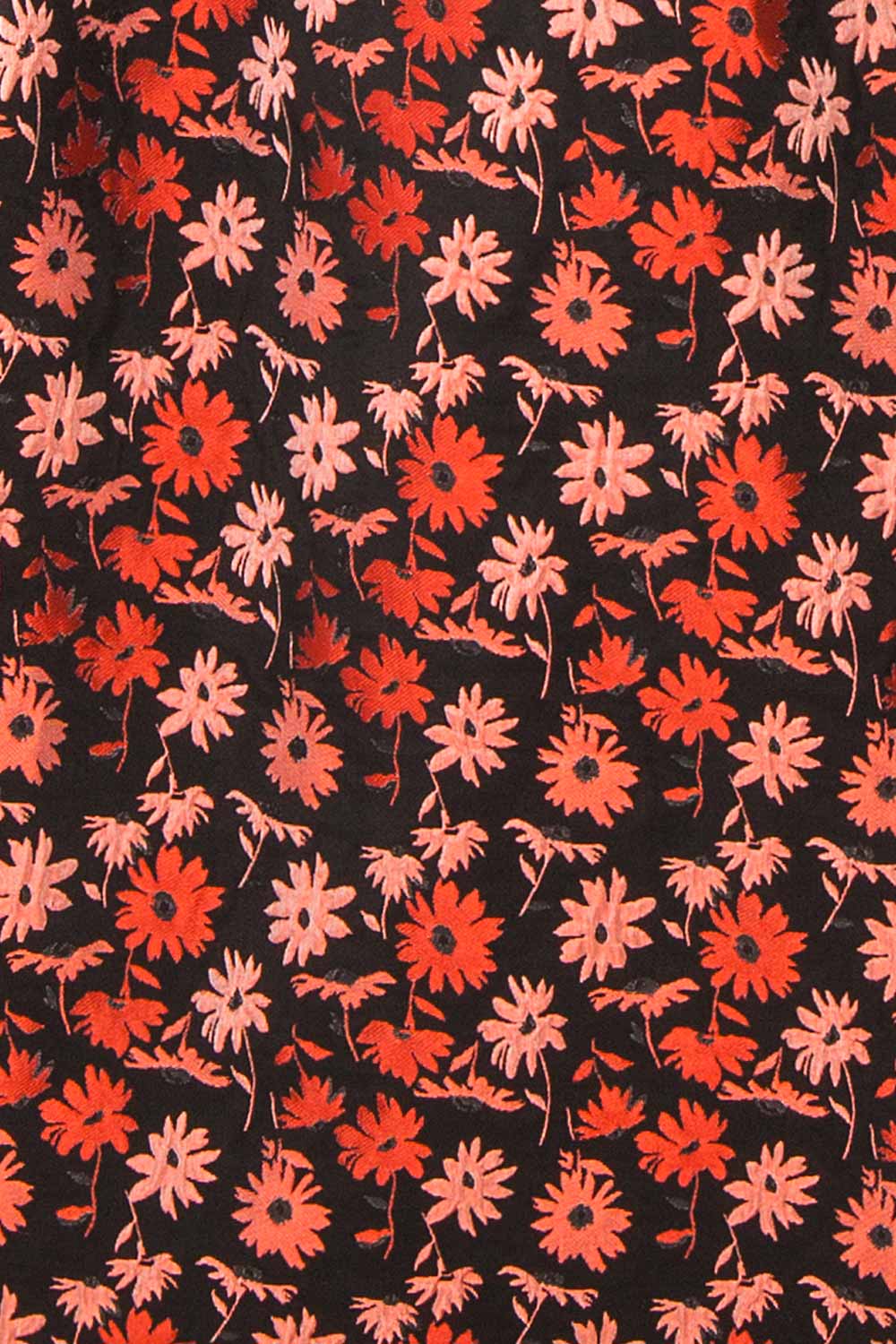 Inarea | Midi Black Floral Dress w/ Puffy Sleeves