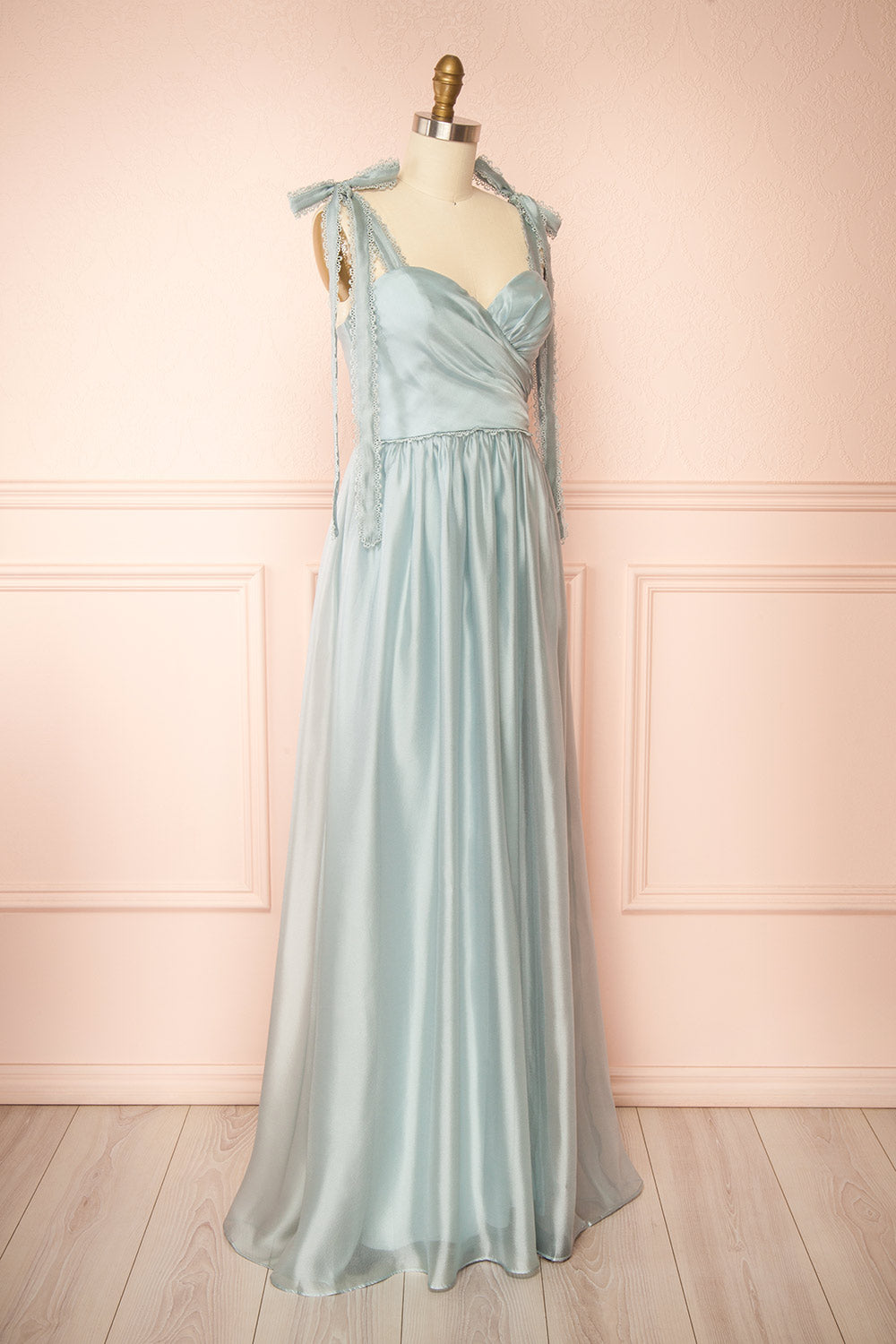 Indya Blue | Organza Maxi Dress w/ Tie Straps