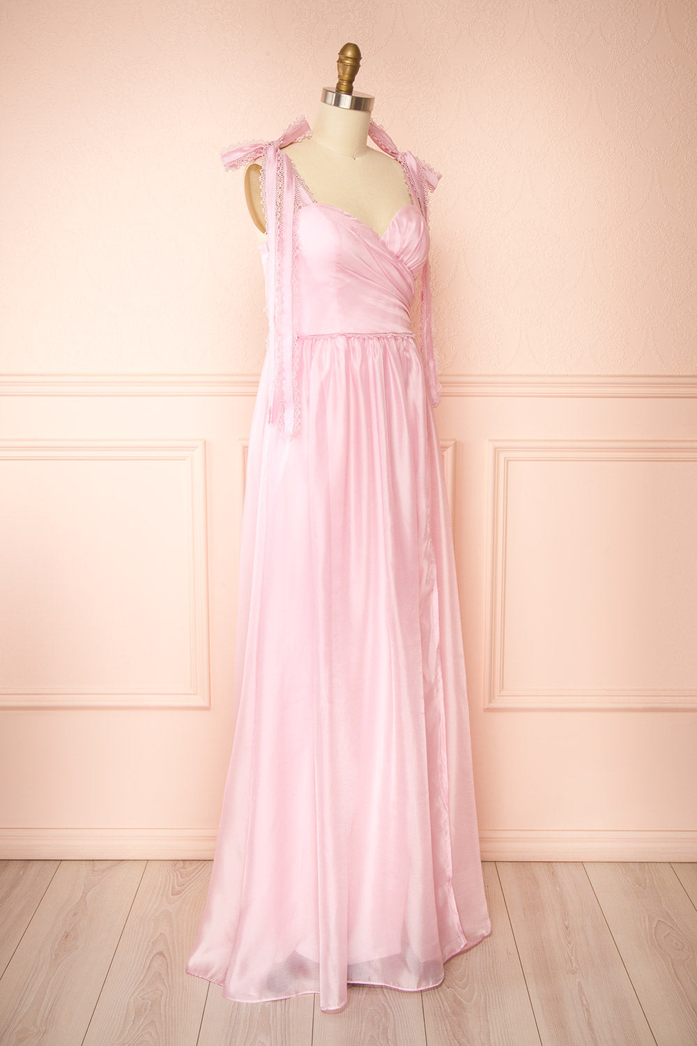 Indya Pink | Organza Maxi Dress w/ Tie Straps