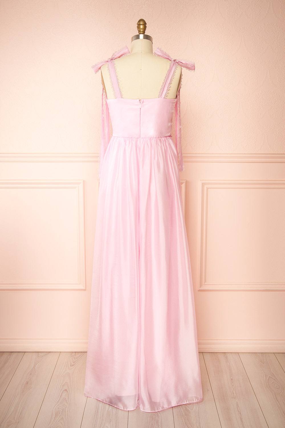 Indya Pink | Organza Maxi Dress w/ Tie Straps