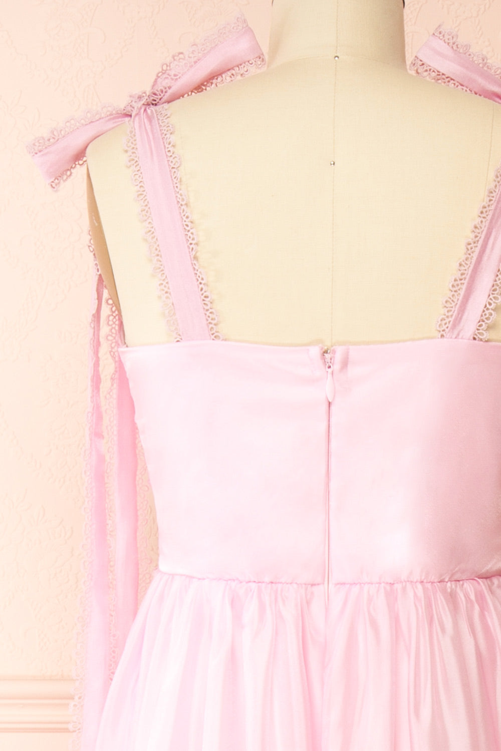 Indya Pink | Organza Maxi Dress w/ Tie Straps