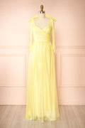 Indya Yellow | Organza Maxi Dress w/ Tie Straps