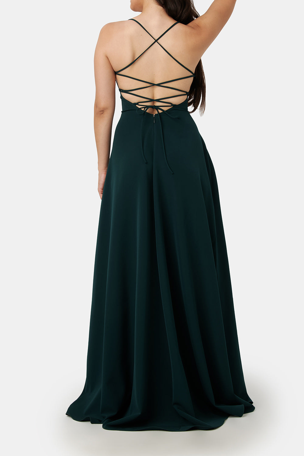 Izabella Green | A-line Maxi Dress with Open Back and Slit by Arti Gogna