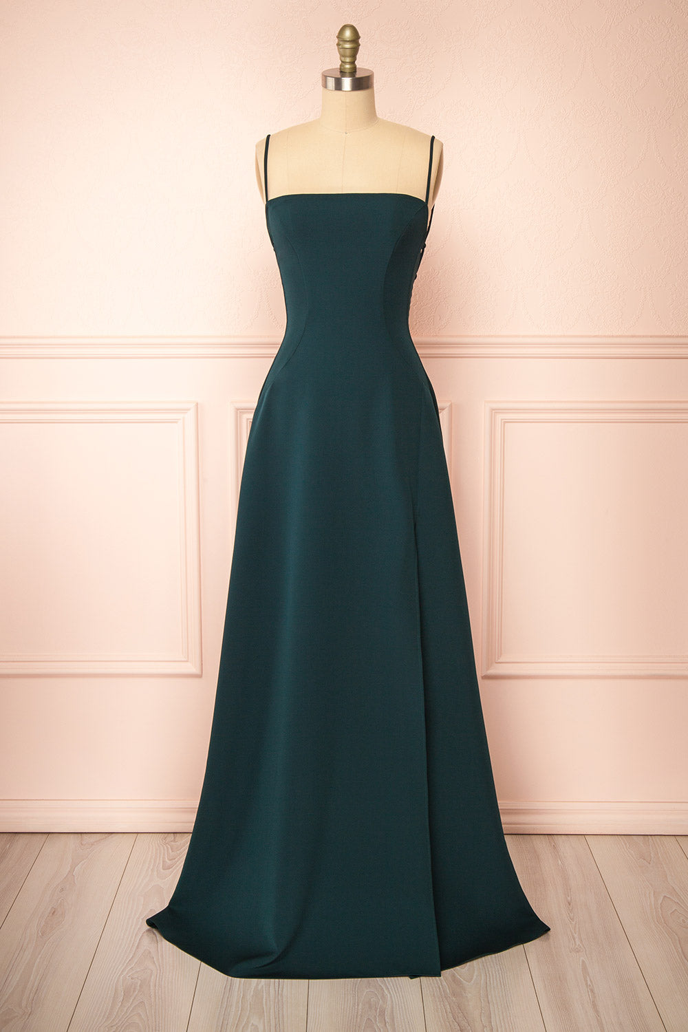 Izabella Green | A-line Maxi Dress with Open Back and Slit by Arti Gogna