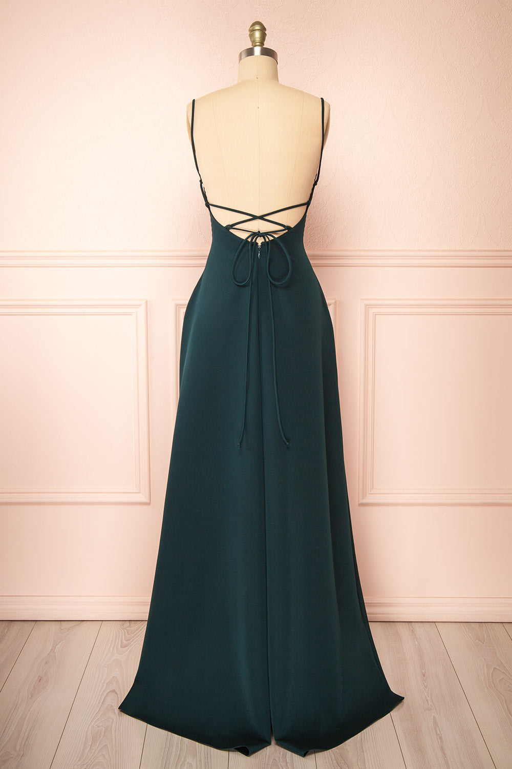 Izabella Green | A-line Maxi Dress with Open Back and Slit by Arti Gogna