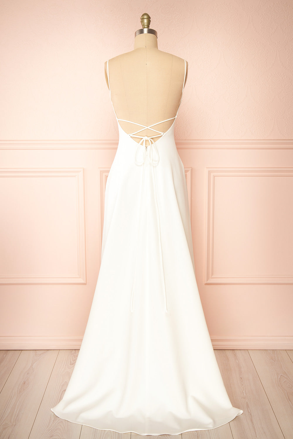 Izabella Ivory | A-line Maxi Dress with Open Back and Slit by Arti Gogna