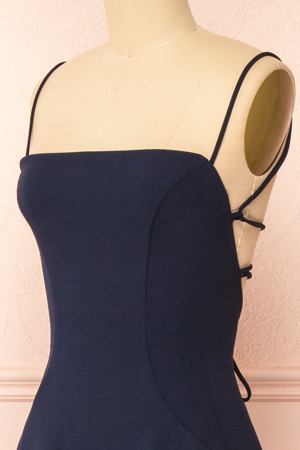 Izabella Navy | A-line Maxi Dress with Open Back and Slit by Arti Gogna
