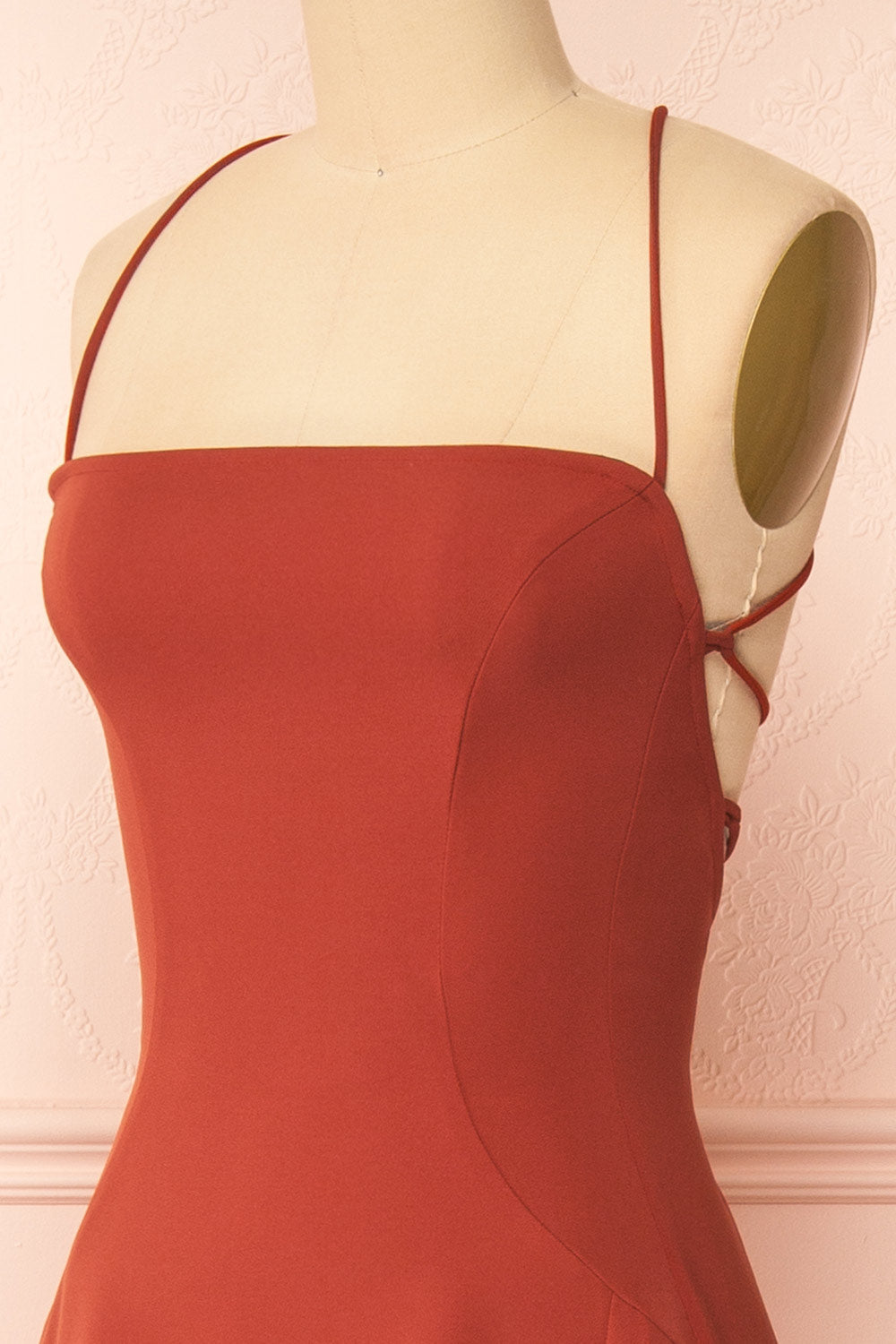 Izabella Rust | A-line Maxi Dress with Open Back and Slit by Arti Gogna