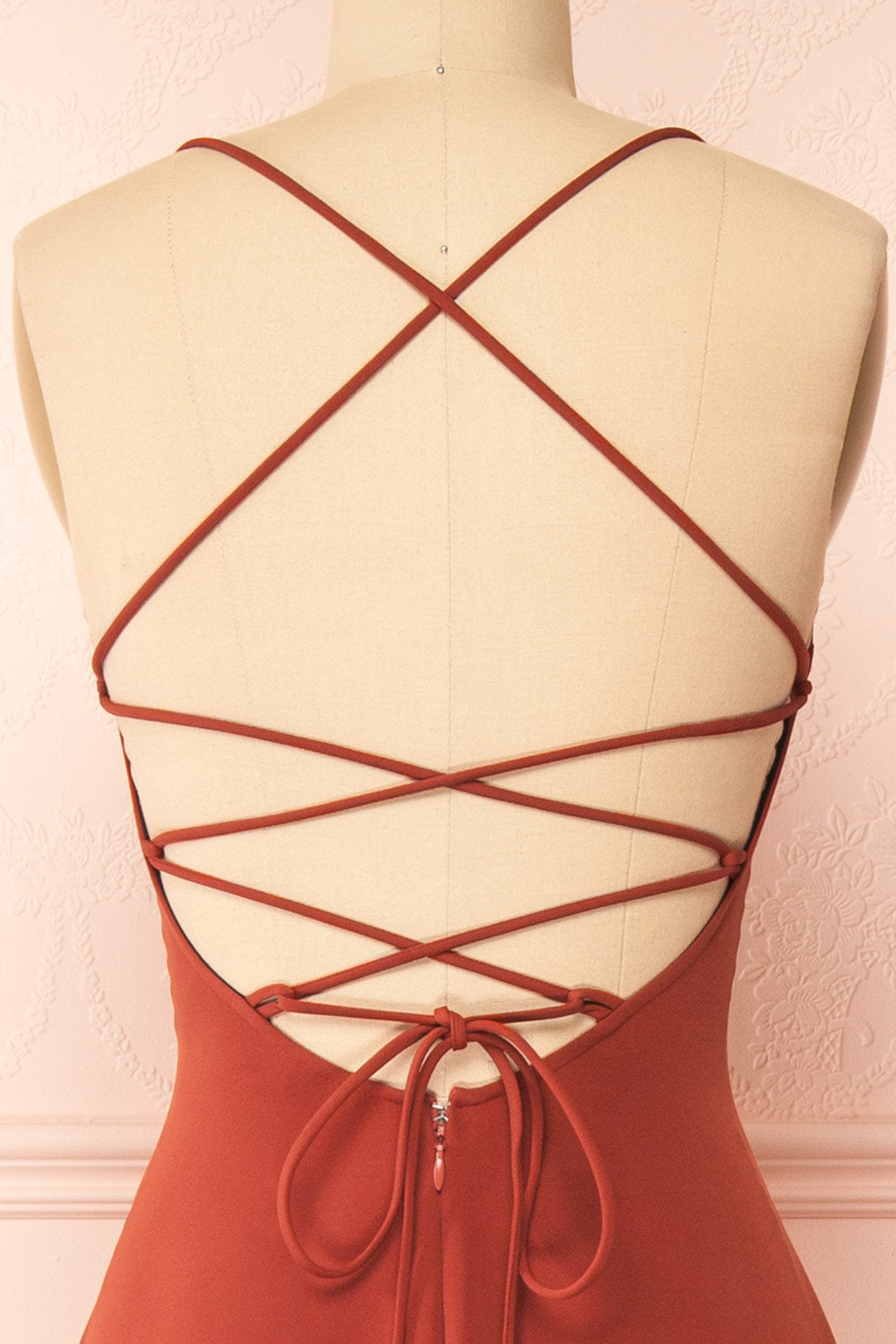 Izabella Rust | A-line Maxi Dress with Open Back and Slit by Arti Gogna