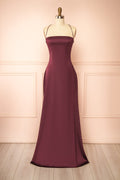 Izadora Burgundy | A-line Maxi Dress with Open Back by Arti Gogna