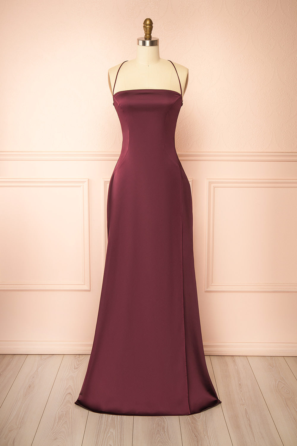 Izadora Burgundy | A-line Maxi Dress with Open Back by Arti Gogna