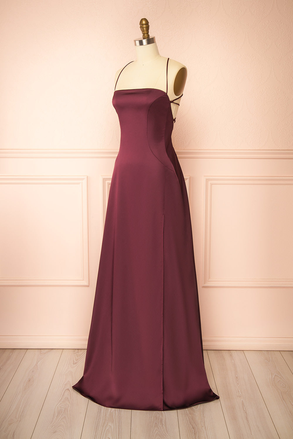Izadora Burgundy | A-line Maxi Dress with Open Back by Arti Gogna