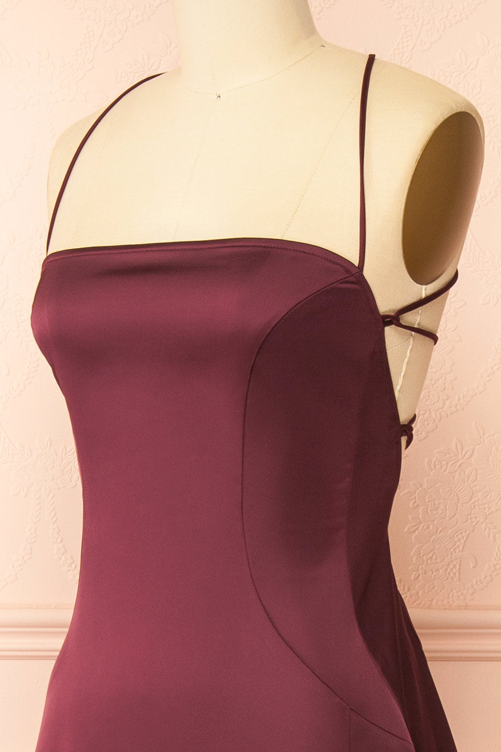 Izadora Burgundy | A-line Maxi Dress with Open Back by Arti Gogna