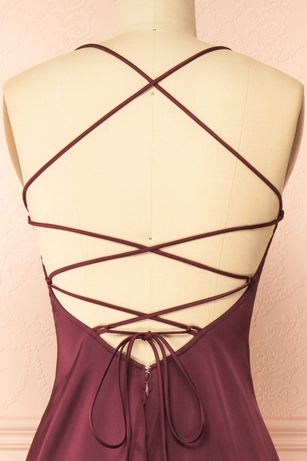 Izadora Burgundy | A-line Maxi Dress with Open Back by Arti Gogna