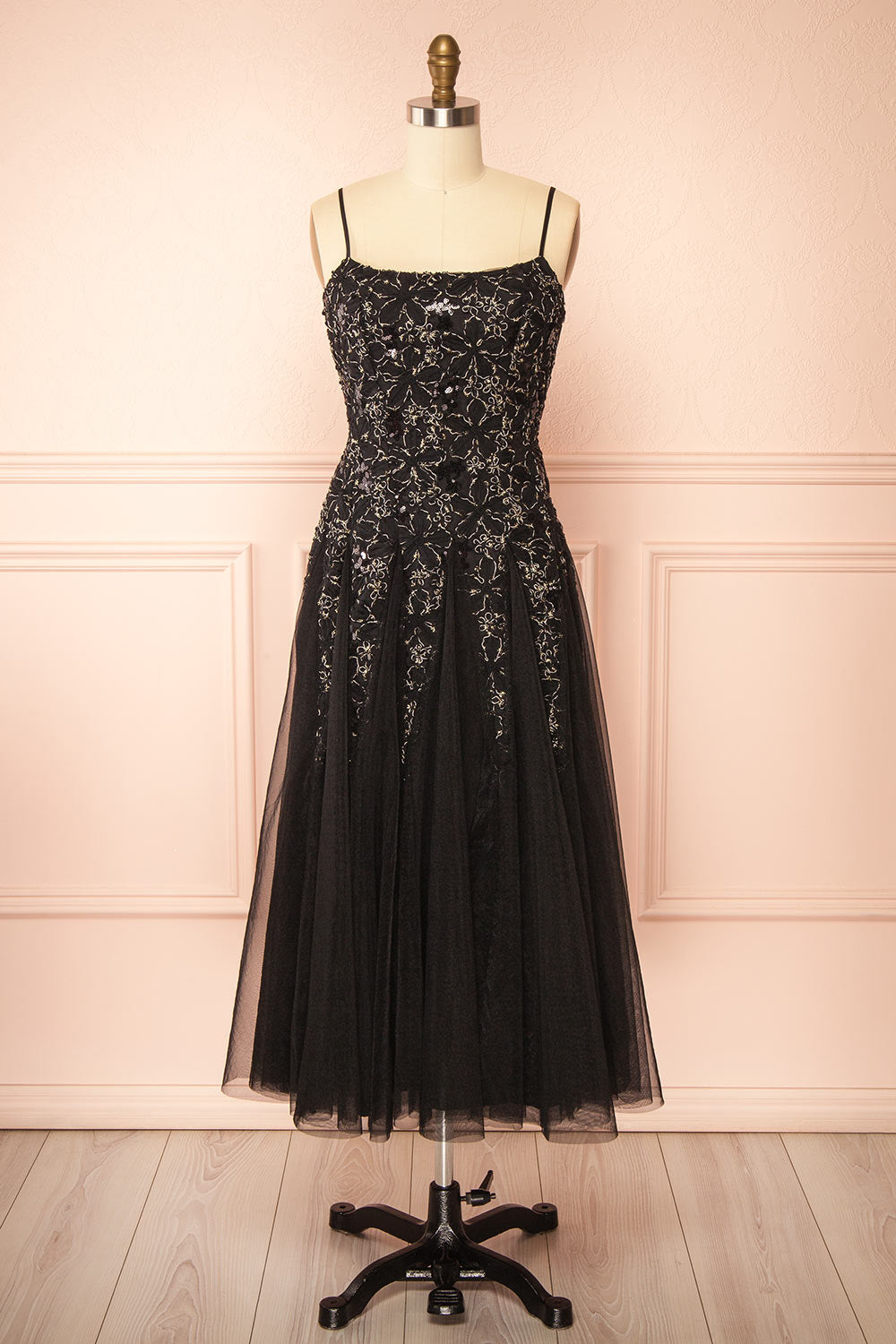 Jamie Black | Midi Dress with Floral Lace