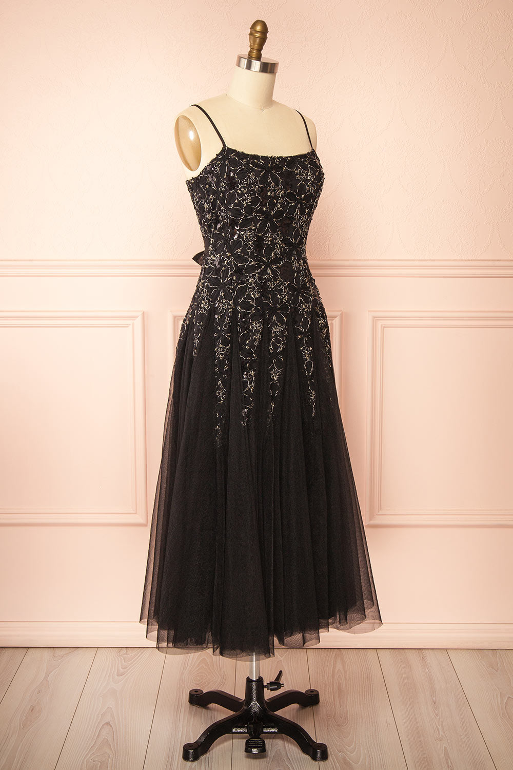 Jamie Black | Midi Dress with Floral Lace