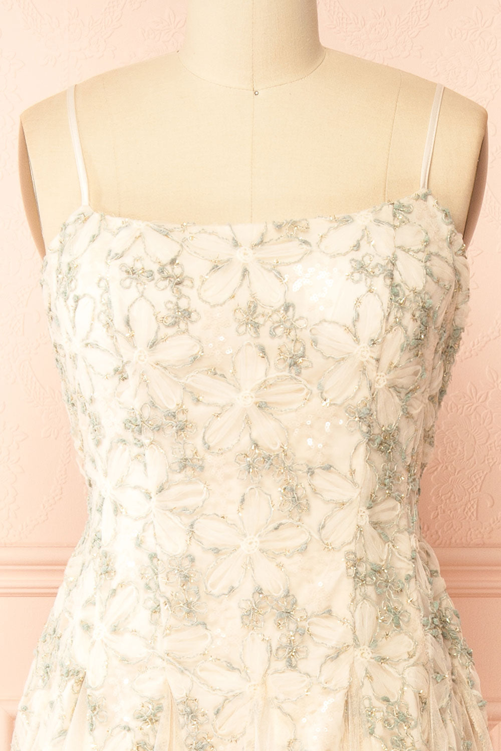 Jamie Ivory | Midi Dress with Floral Lace