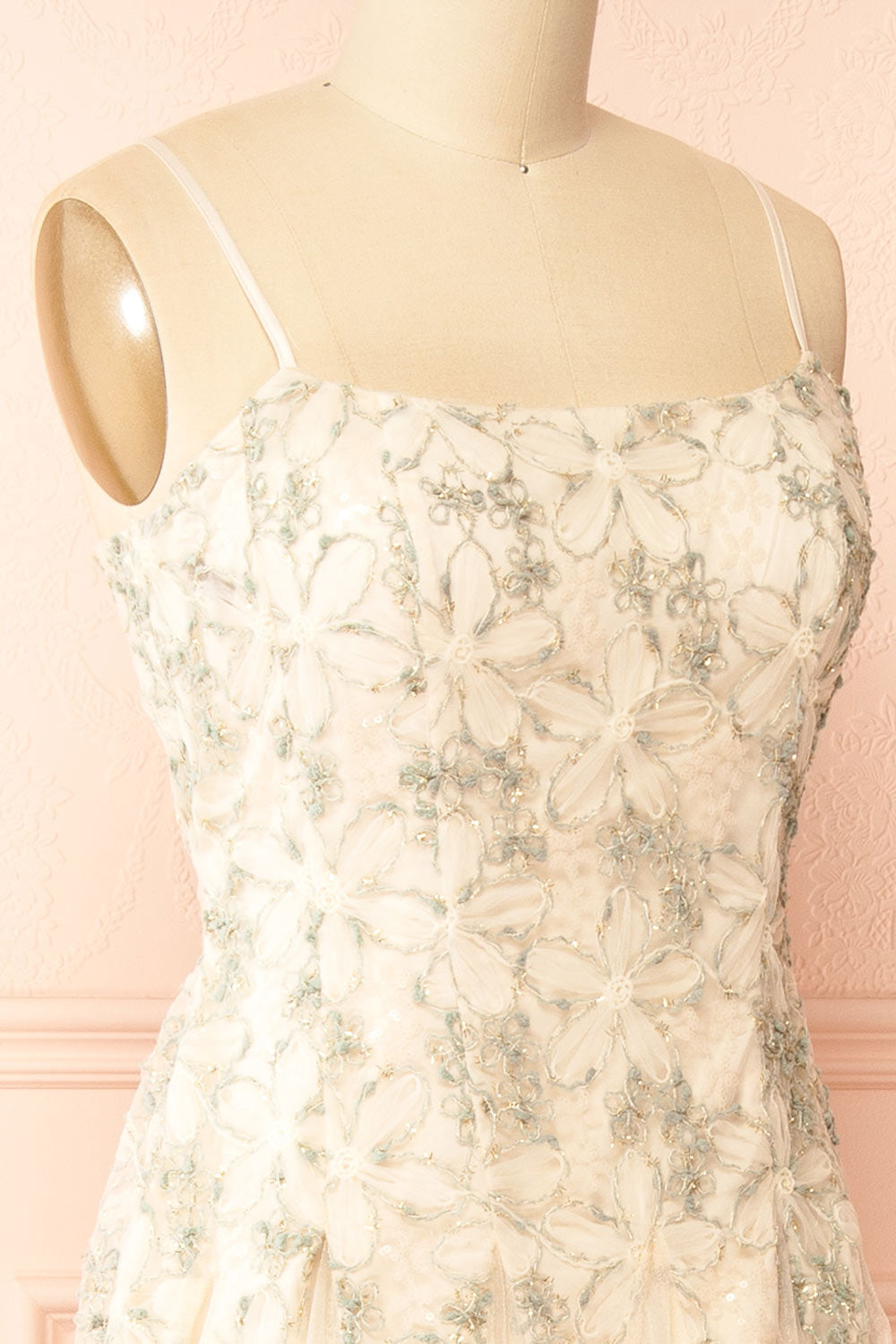 Jamie Ivory | Midi Dress with Floral Lace