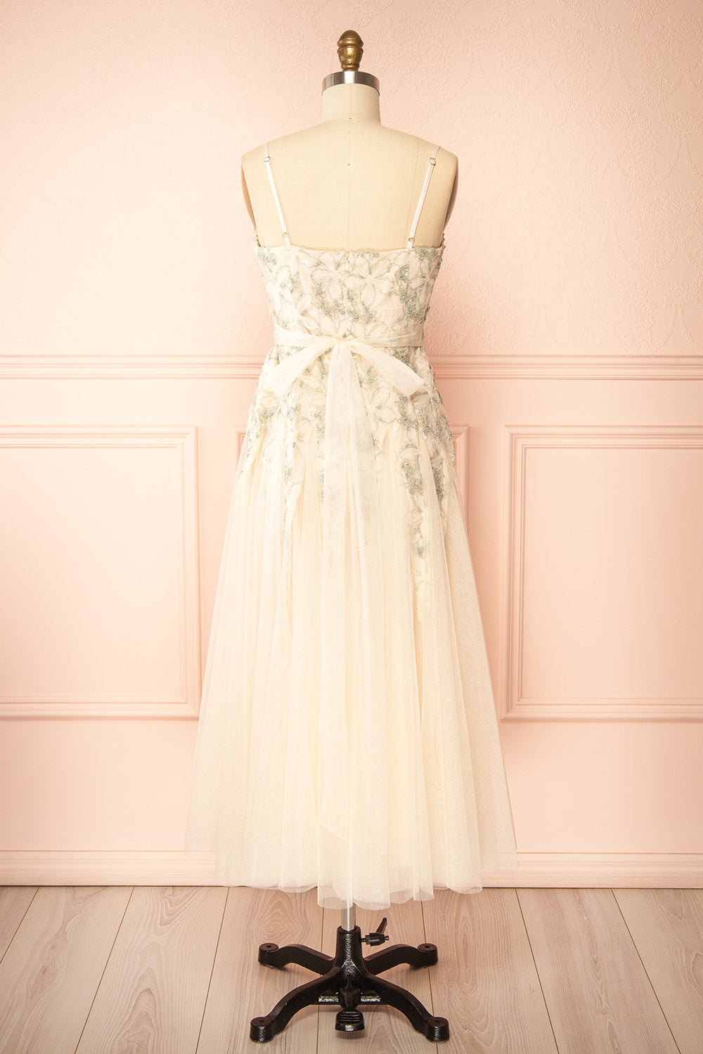 Jamie Ivory | Midi Dress with Floral Lace
