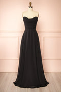 Janie Black | Chiffon Maxi Dress with Sweetheart Neckline and Scarf