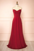 Janie Burgundy | Chiffon Maxi Dress with Sweetheart Neckline and Scarf