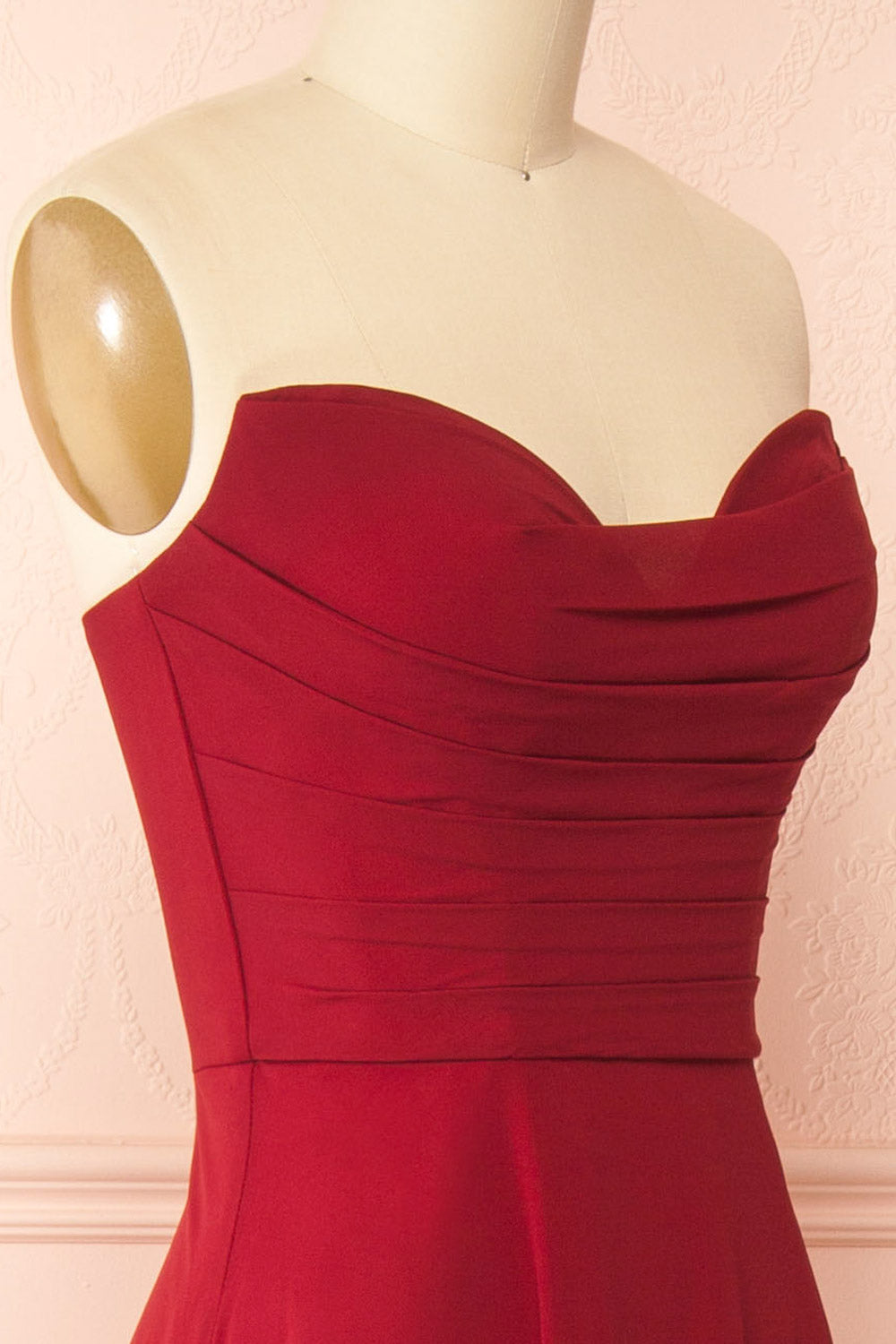 Janie Burgundy | Chiffon Maxi Dress with Sweetheart Neckline and Scarf
