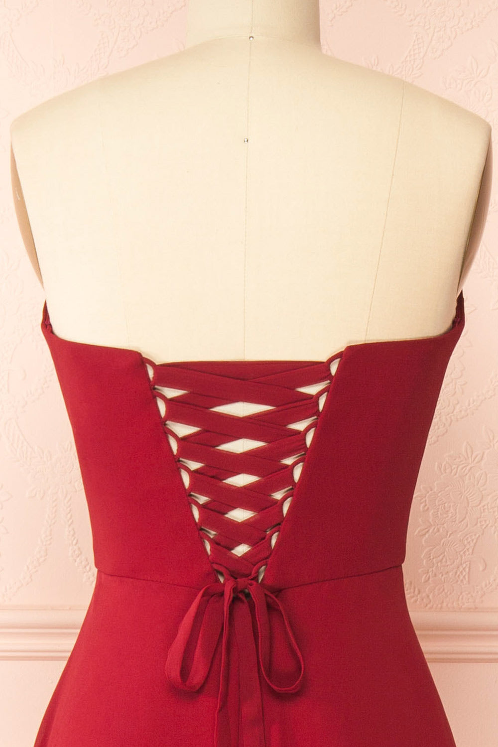 Janie Burgundy | Chiffon Maxi Dress with Sweetheart Neckline and Scarf