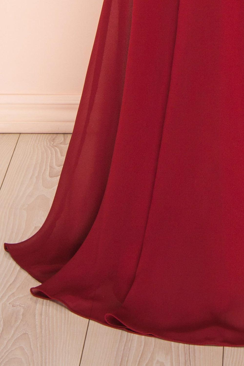 Janie Burgundy | Chiffon Maxi Dress with Sweetheart Neckline and Scarf