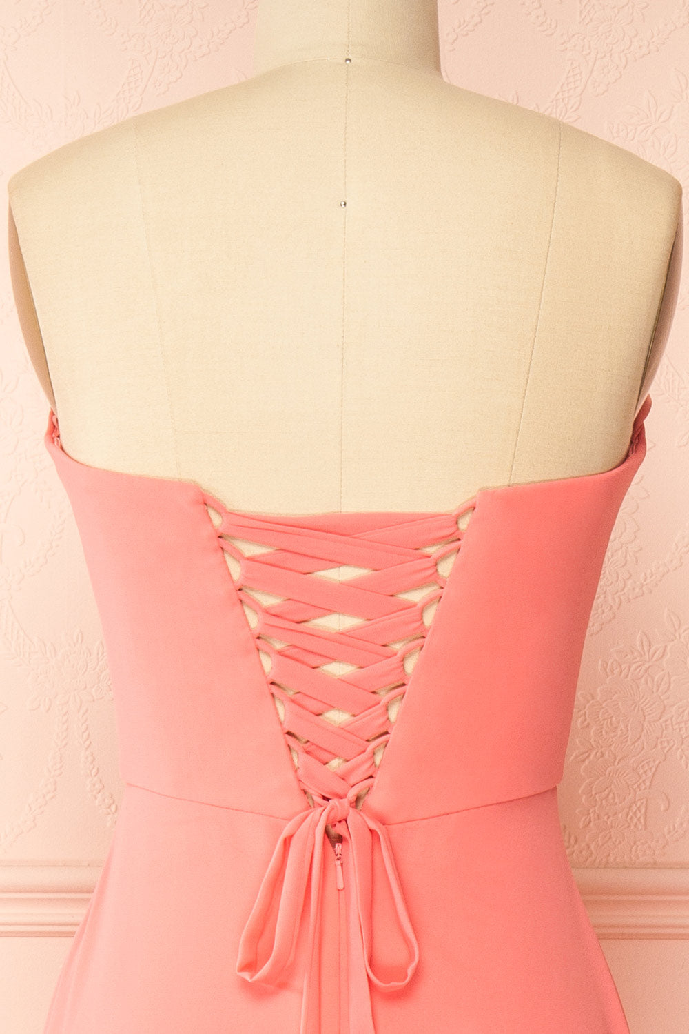 Janie Coral | Chiffon Maxi Dress with Sweetheart Neckline and Scarf