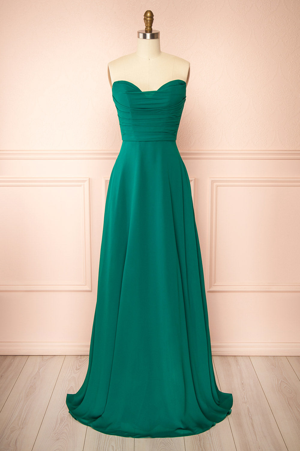 Janie Green | Chiffon Maxi Dress with Sweetheart Neckline and Scarf