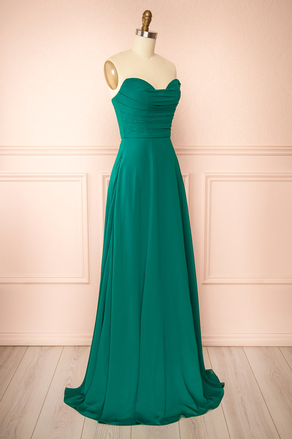 Janie Green | Chiffon Maxi Dress with Sweetheart Neckline and Scarf