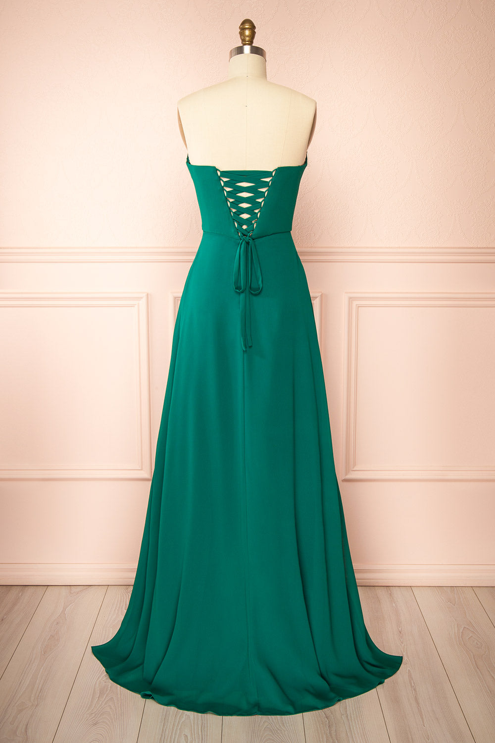 Janie Green | Chiffon Maxi Dress with Sweetheart Neckline and Scarf
