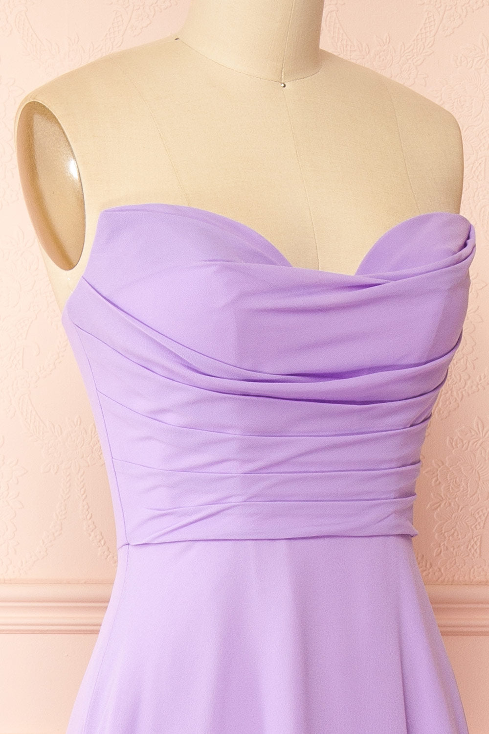 Janie Lavender | Chiffon Maxi Dress with Sweetheart Neckline and Scarf