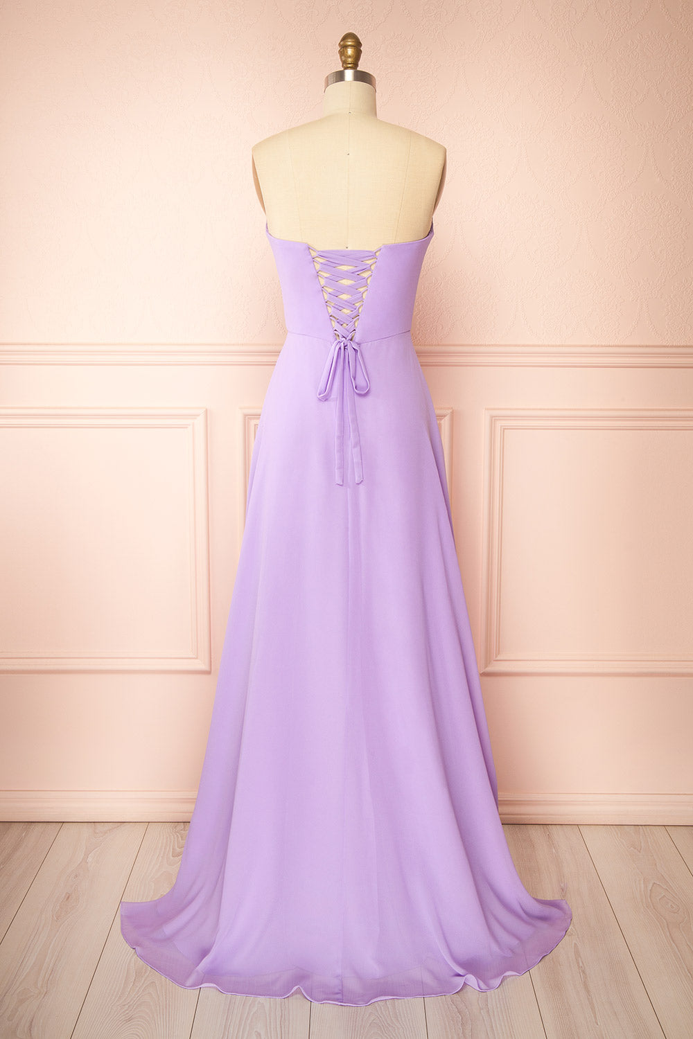 Janie Lavender | Chiffon Maxi Dress with Sweetheart Neckline and Scarf